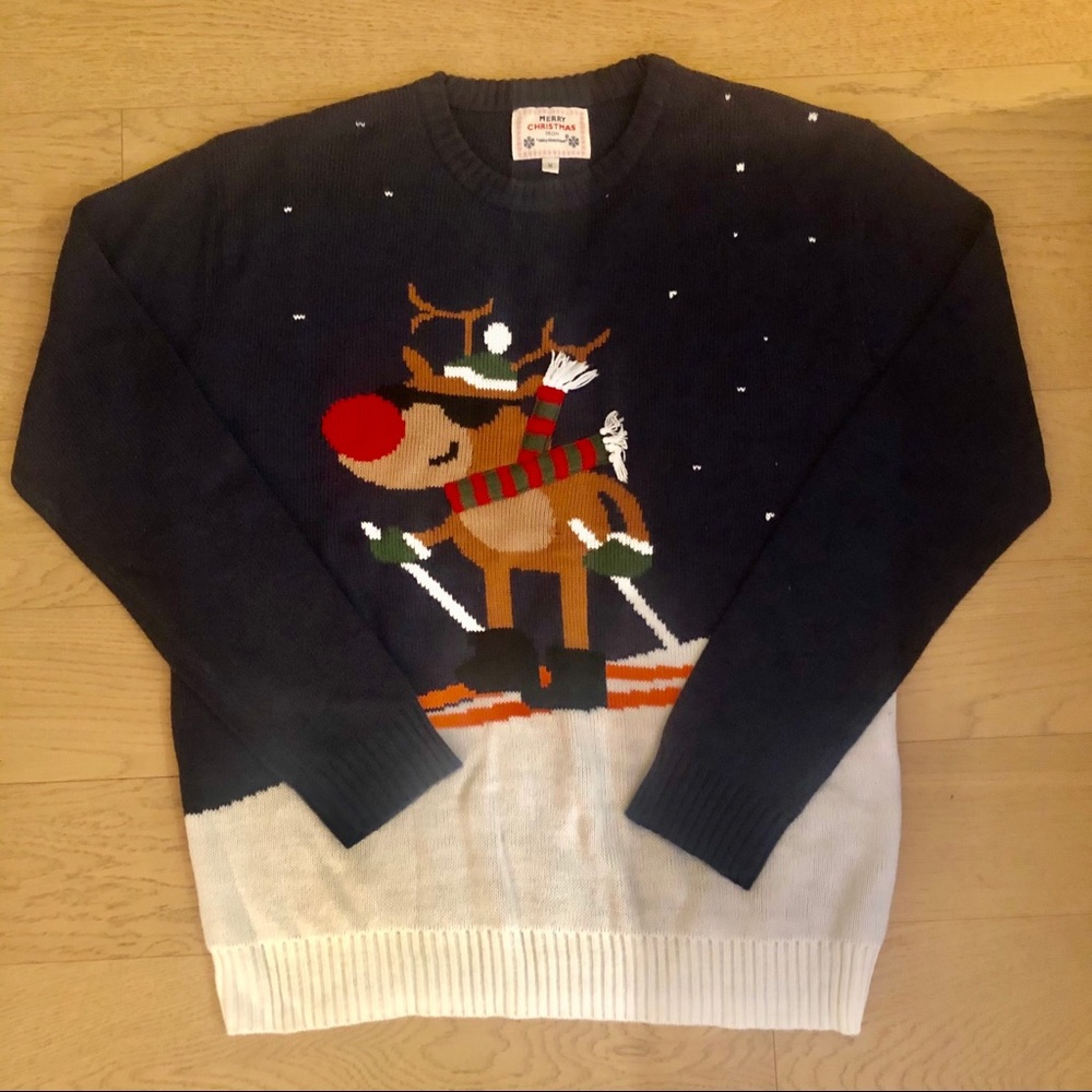 Skiing Reindeer Holiday Sweater